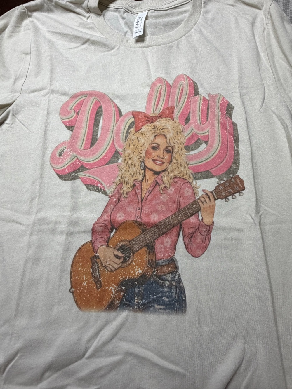 NWT Country Dolly Parton Graphic Tee Beige and Pink - Picture 6 of 6